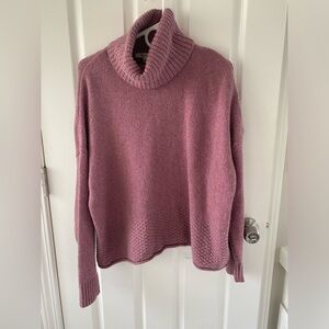 Madewell Womens Sadler Turtleneck Sweater - Size L - Hthr Mauve